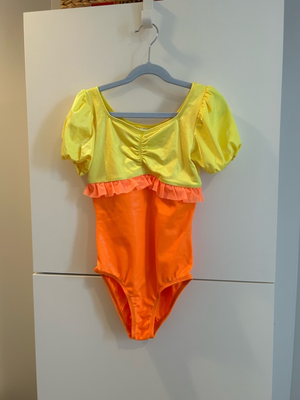 Alexandra Yellow & Orange Ruffle Leotard Size 12